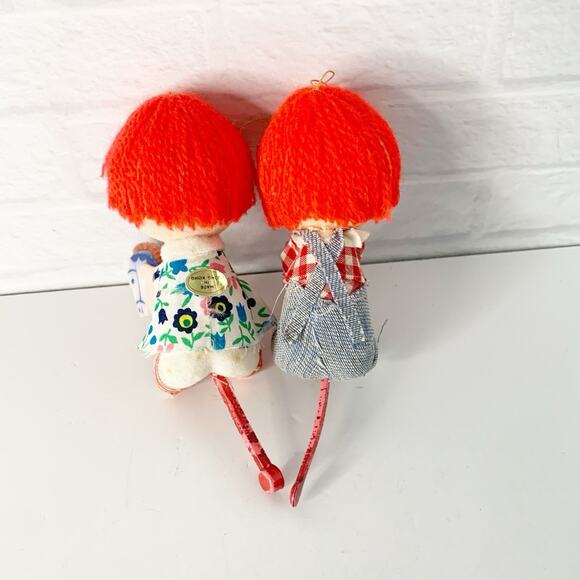 Vtg Raggedy Ann & Andy Riding Hobby Horses Christmas Ornaments Felt Hong Kong - Picture 2 of 9